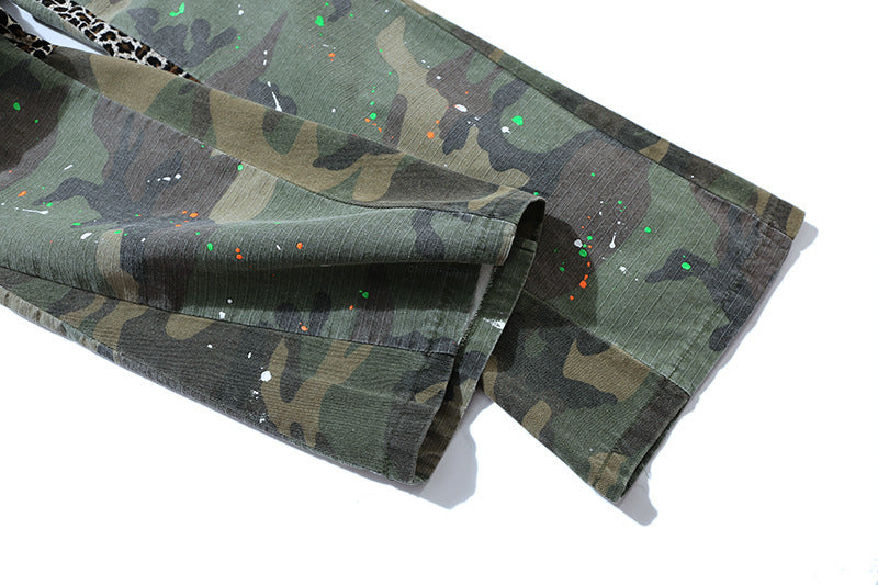 American Casual European And American High Street Guard Pants Camouflage Flared Pants Straight Trousers
