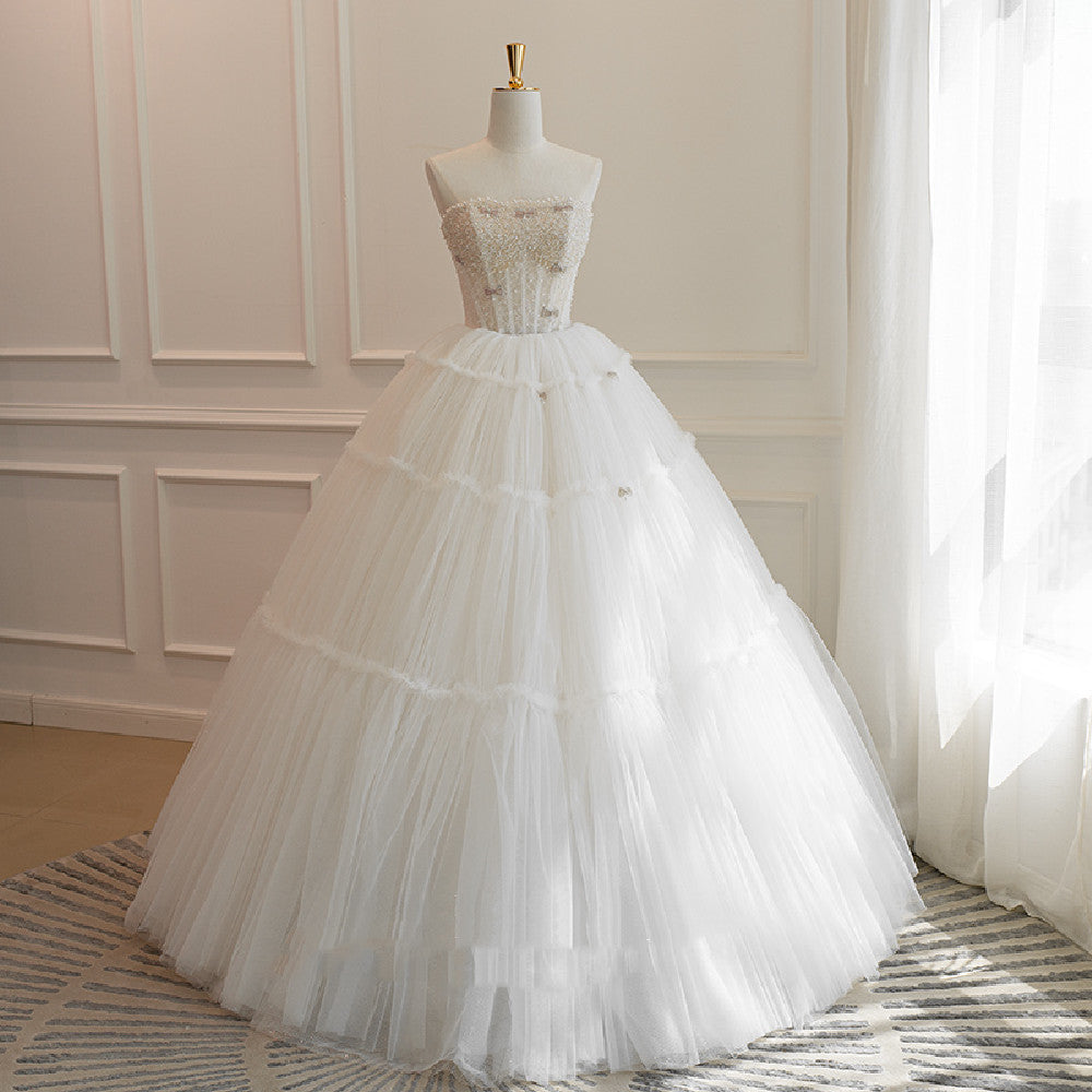 Fashion Bow Crystal Cake Skirt - White / S