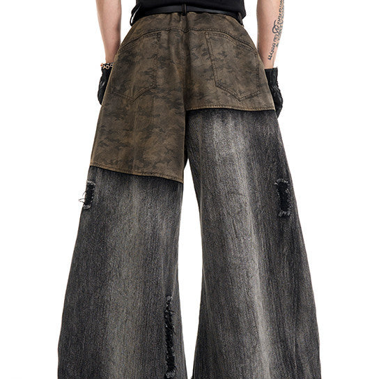 Camouflage Stitching Machete Jeans Men’s European And American