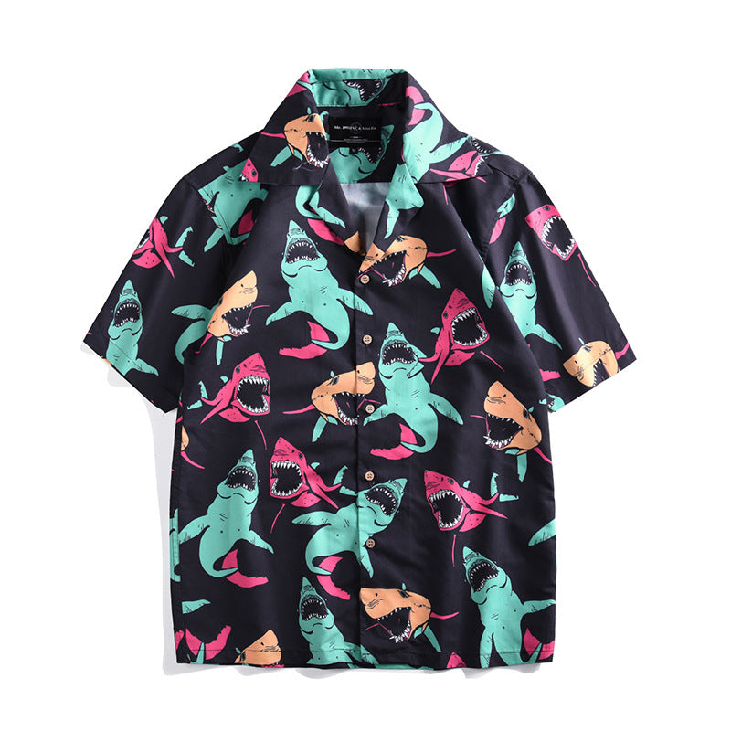 Printed cardigan short shirt beach couple short lining - Photo Color / L