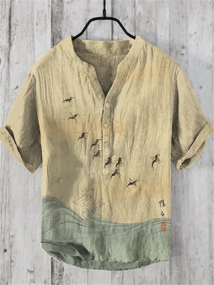 Short-sleeved Shirt 3D Printed Slub Casual Loose Pullover - YPSLKCY3528 / S