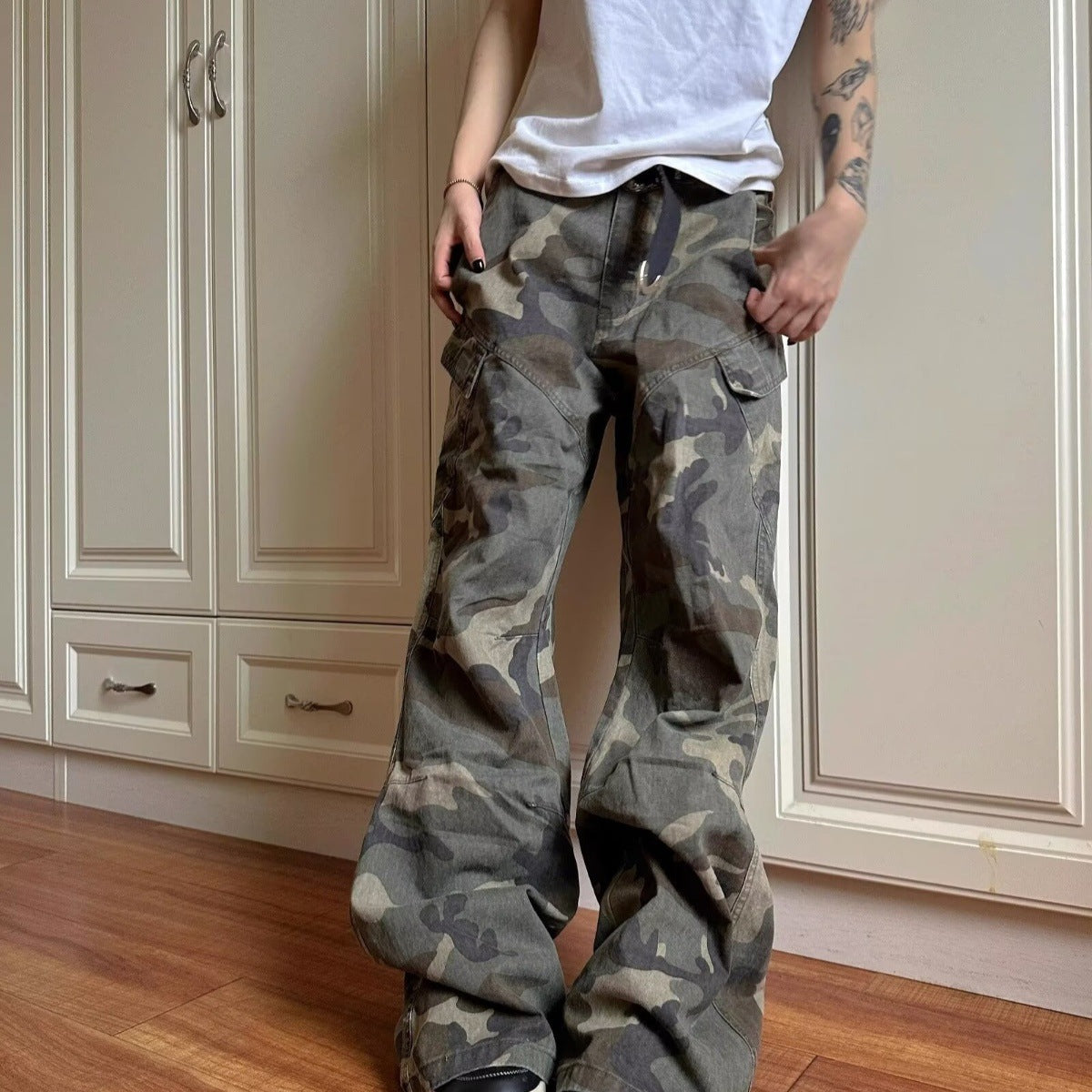 Street Niche Profile Loose Casual Pants - Picture Color / S