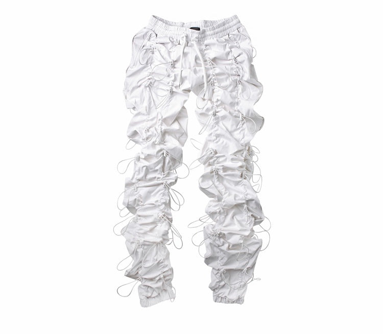 Functional drawstring slacks - White / M