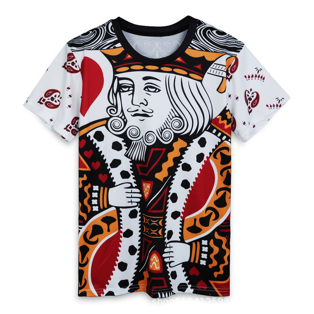 New Men’s Short Sleeved Print Poker King All-Over