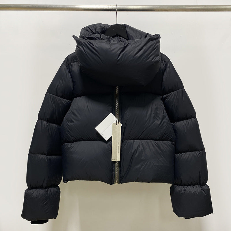 Temperament Commuter White Duck Down Zipper Stand-up Collar - Black / S