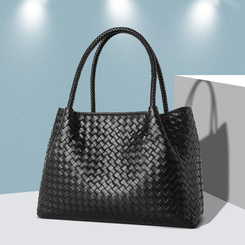 The First Layer of Cowhide Hand-woven Handbags Women’s Picture-in-the-mother Bag