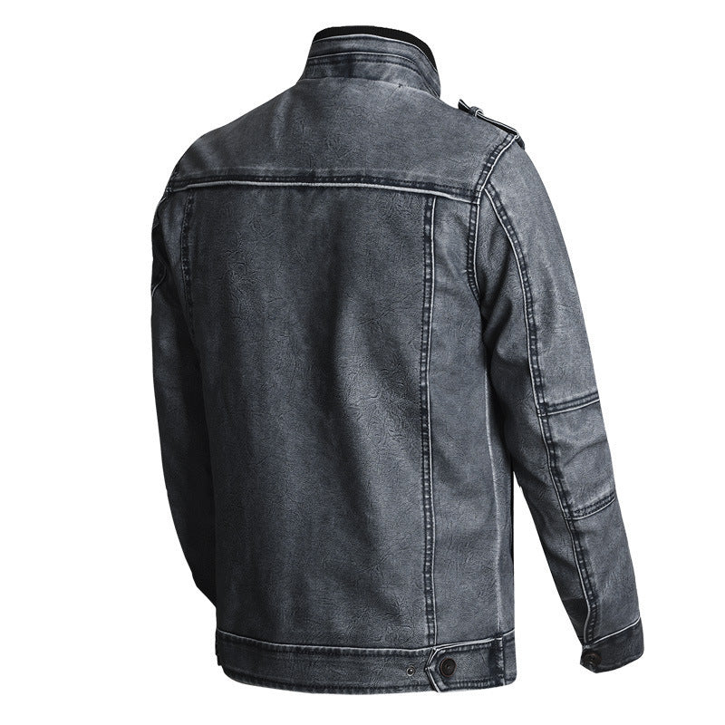 Thick PU Leather Coat Men’s Fashion Casual