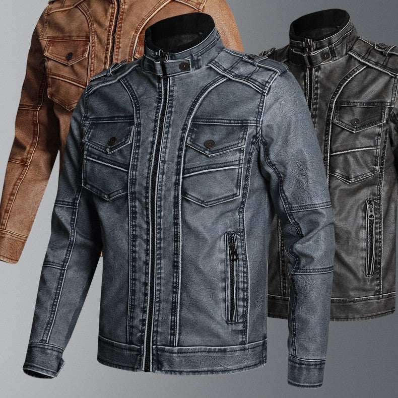 Thick PU Leather Coat Men’s Fashion Casual