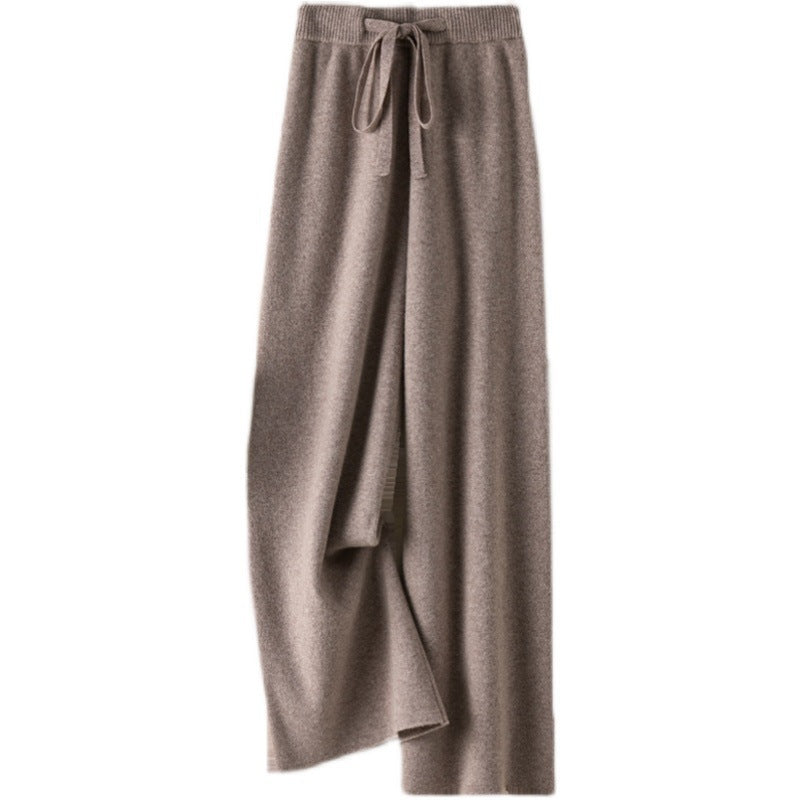 Thick Wool Wide Leg High Waist Drooping Mop Pants