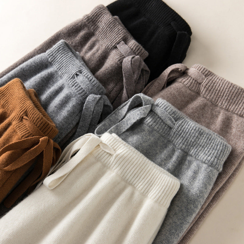Thick Wool Wide Leg High Waist Drooping Mop Pants