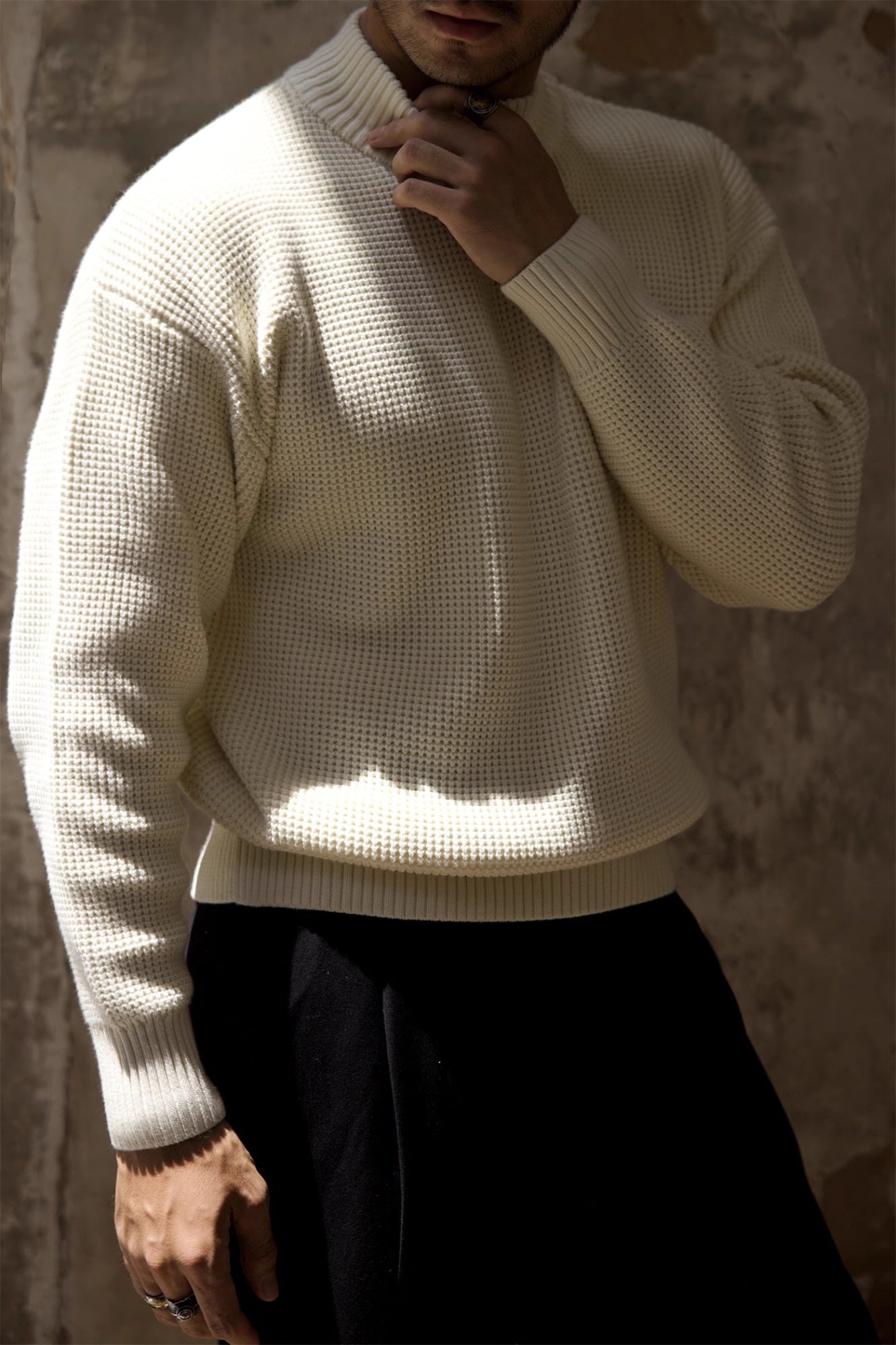 Thickened Half-high Collar Sweater Men’s Cotton Thick