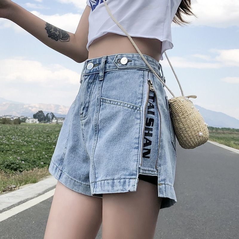 Thin High Waist Korean Style Small All-matching Denim Shorts - Light Blue / S