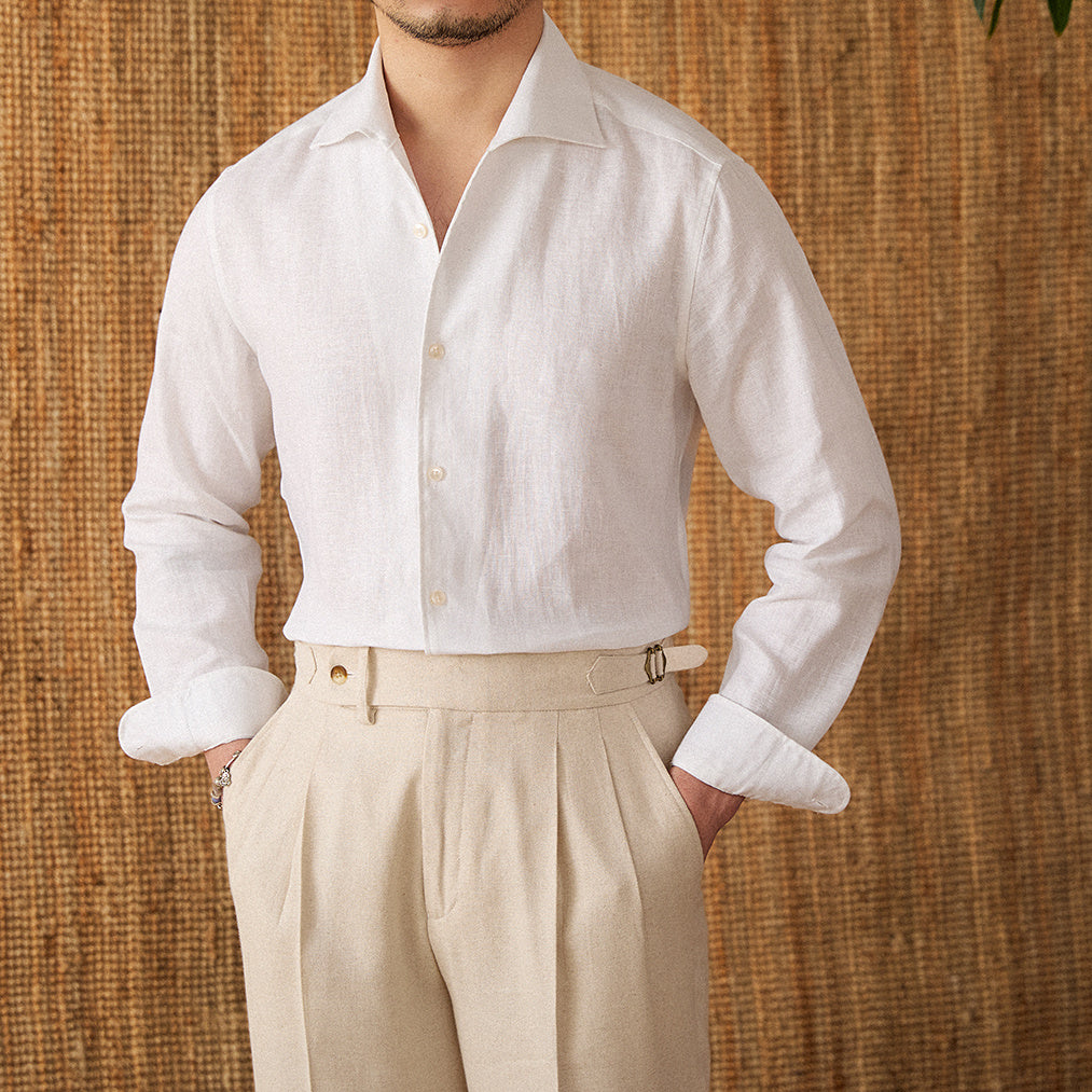 Long Sleeve For Men All-match White Shirt - White / 3XL