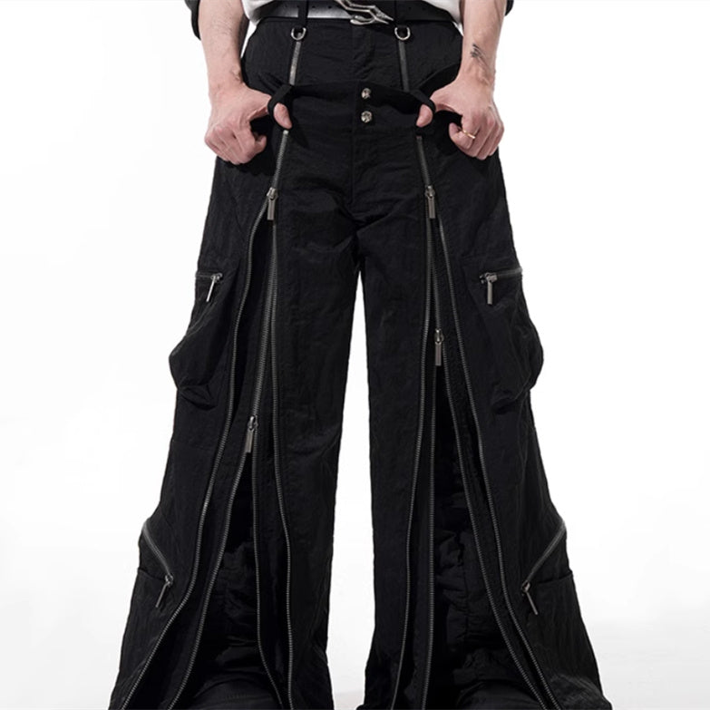 Three-fold Multi-zipper Design Casual Pants