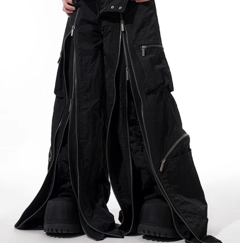 Three-fold Multi-zipper Design Casual Pants