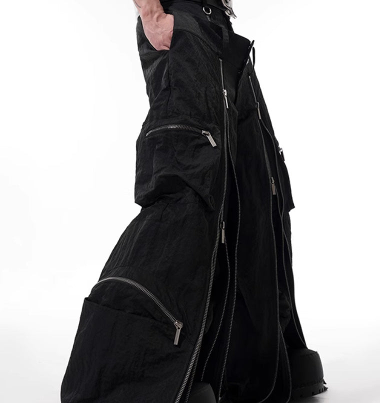 Three-fold Multi-zipper Design Casual Pants