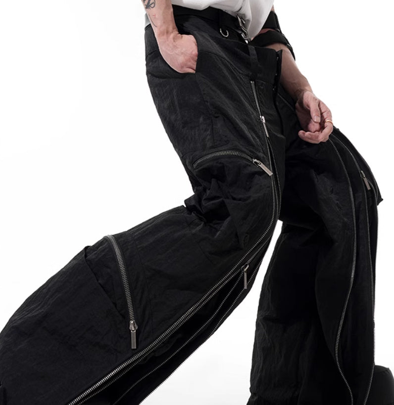 Three-fold Multi-zipper Design Casual Pants