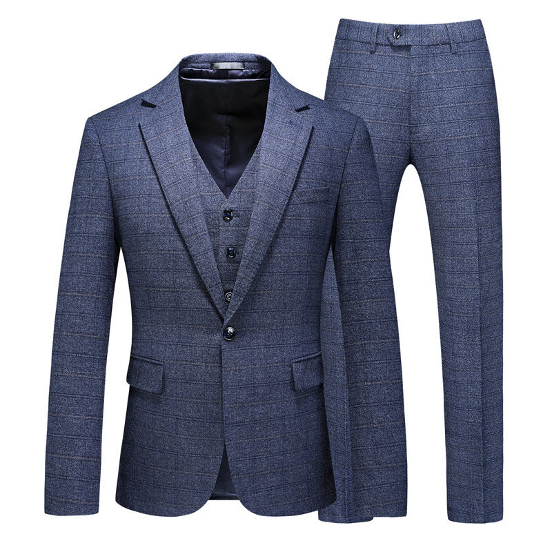 Three-piece Suit For The Groom’s Wedding Dress - Dark Blue / S