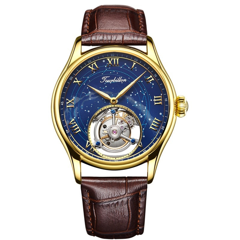 Tourbillon Time Machine Luxury Clothing For Men - Brown gold