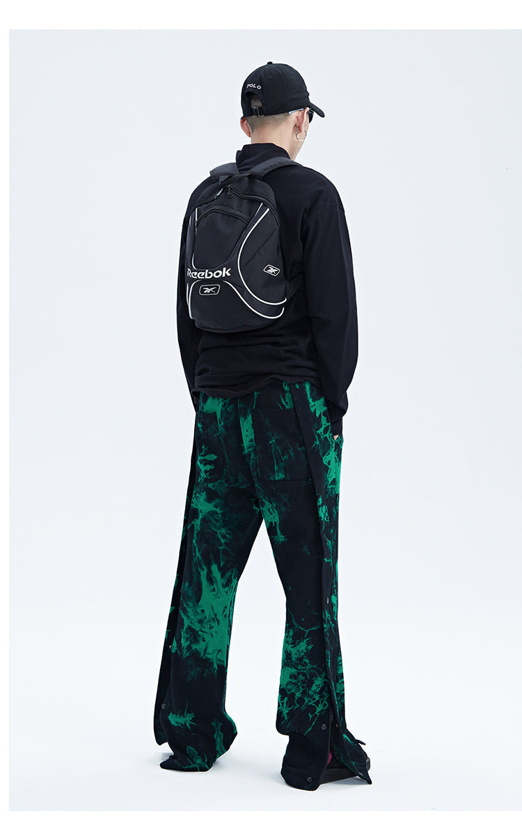 Black And Green Tie Dye Zipper Breasted Pants For Men - Green / S