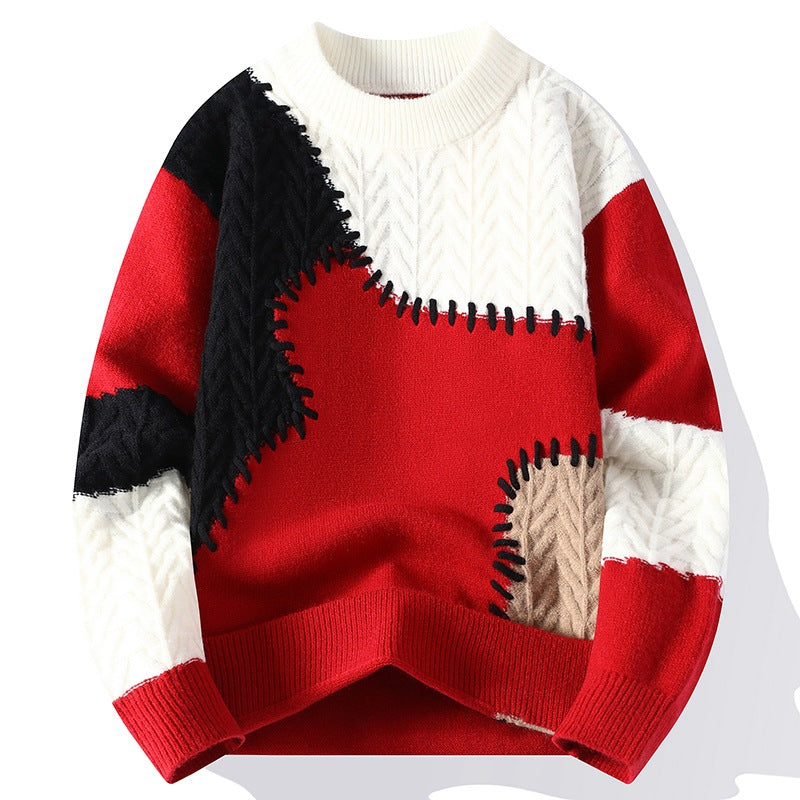 Trendy Youth Loose Casual Thick Warm Sweater - Popular Sweater 102 Red / M