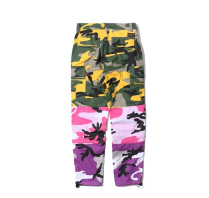 Tri Renk Camo Patchwork Kargo Pantolon Erkekler Baggy Taktik Pantolon Hip Hop Rahat Cep Pantolon Kamuflaj Streetwear
