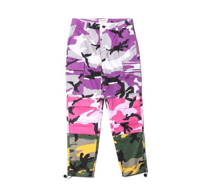 Tri Renk Camo Patchwork Kargo Pantolon Erkekler Baggy Taktik Pantolon Hip Hop Rahat Cep Pantolon Kamuflaj Streetwear