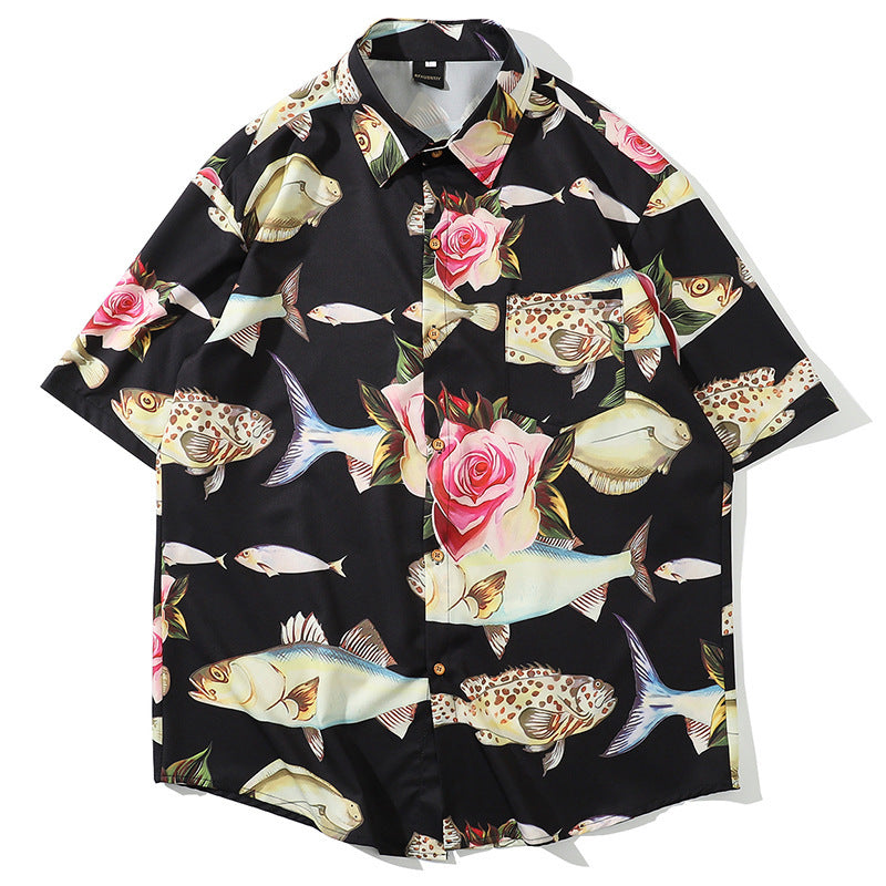 Tropical fish Hawaiian shirt holiday style shirt - Black / XXL