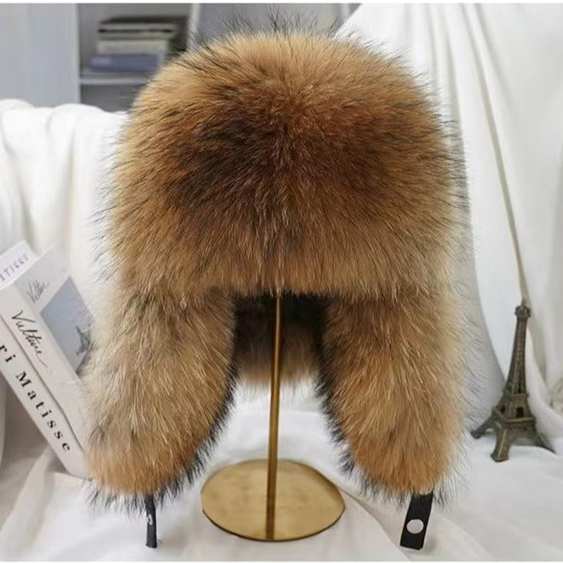 True Fox Fur Lei Feng Full With Hat - Yellow / Adjustable