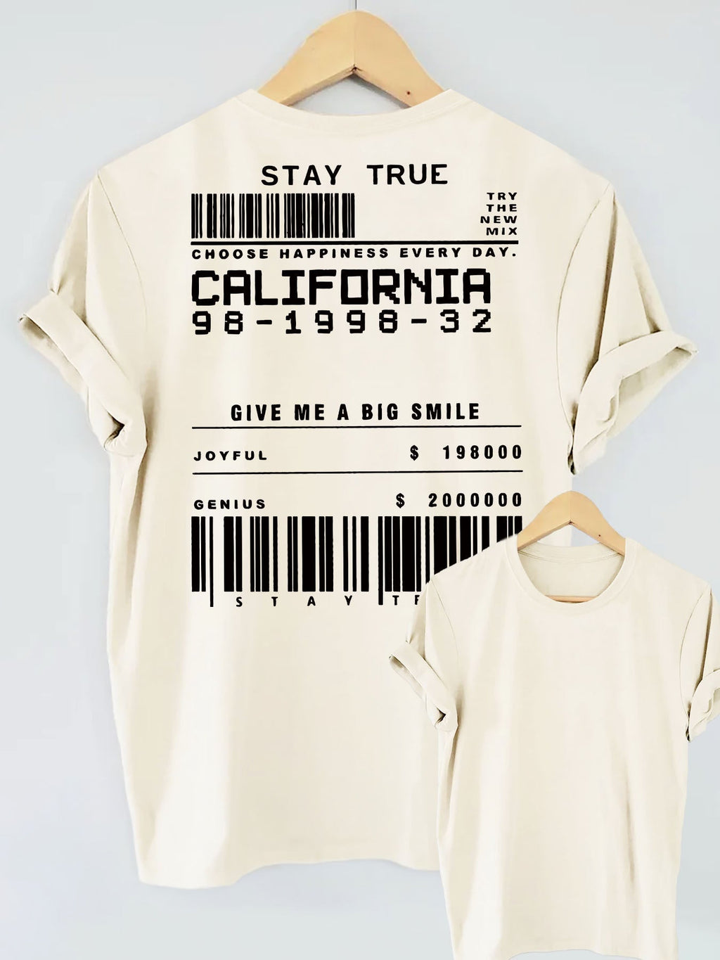 STAY TRUE Letter Print Short-sleeve Crew Neck