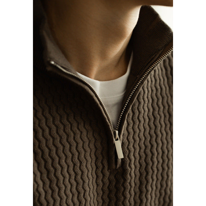 Turtleneck Zipper Sweater Men’s Coat Thick Long Sleeve