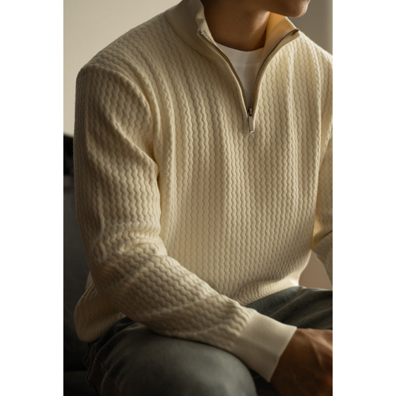Turtleneck Zipper Sweater Men’s Coat Thick Long Sleeve
