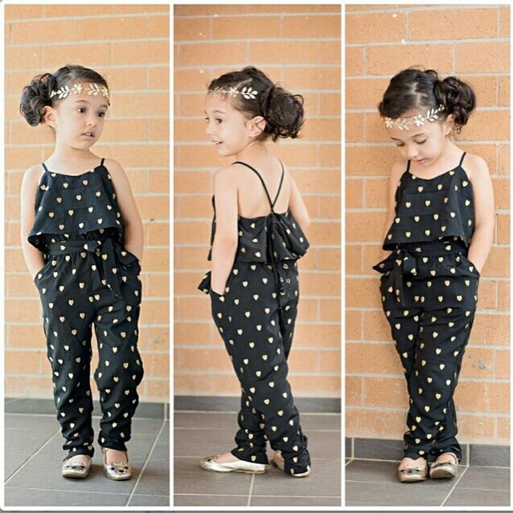 Fashion Summer Kids Girls Clothing Sets Cotton Sleeveless Polka Dot Strap Girls Jumpsuit Clothes Sets Outfits Children