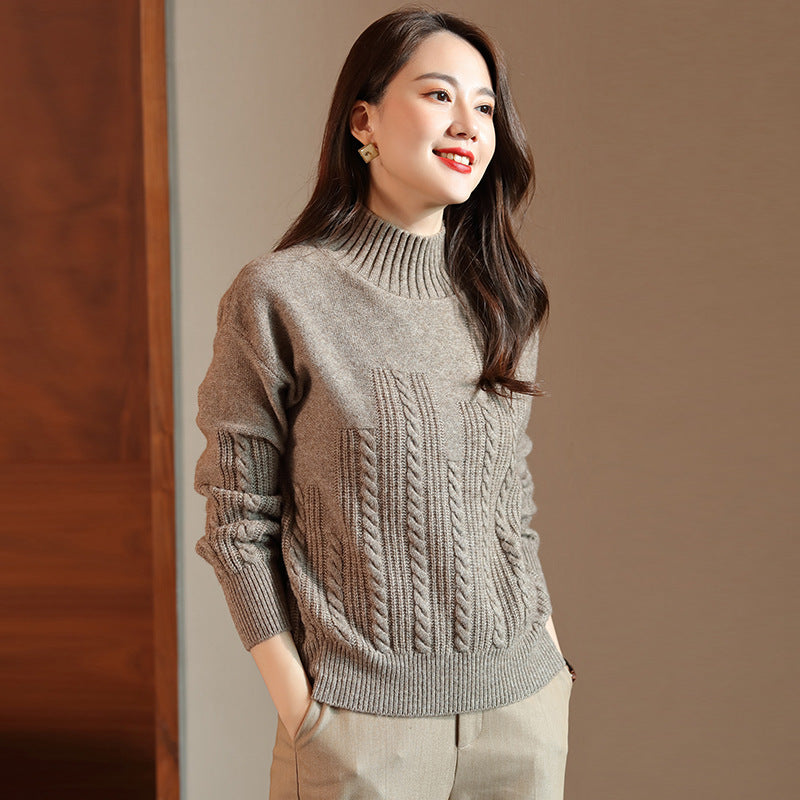 Turtleneck wool sweater women - Benqing / S