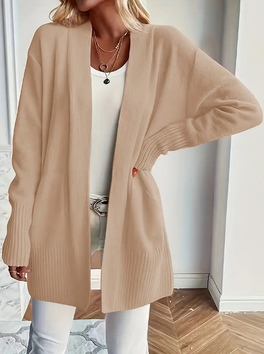 Women’S Cozy Knit Cardigan - Long Sleeve - Khaki / S - 4