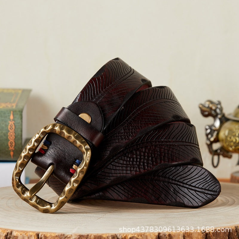 Personalized Trendy Court Belt Men - Reddish Brown / 100cm