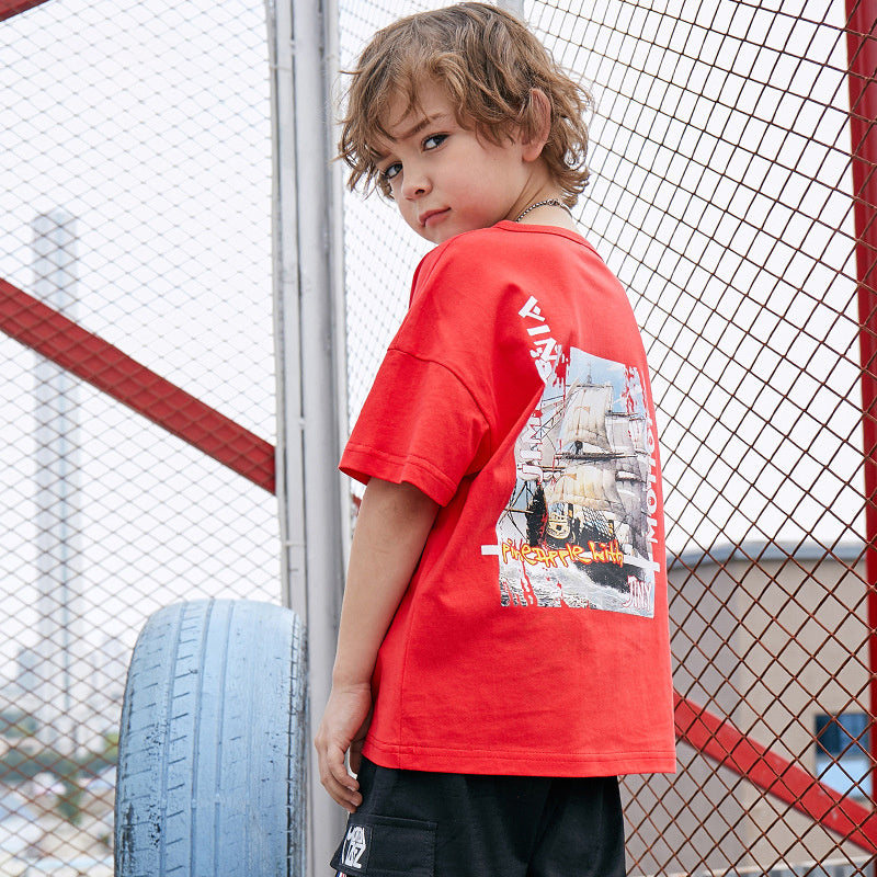 Children’s printed T-shirt - Red / 140cm
