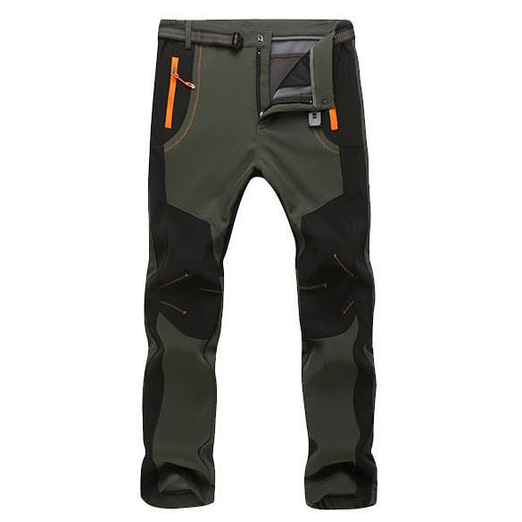 Warm And Breathable Fleece Padded Hiking Pants - Army Green / S