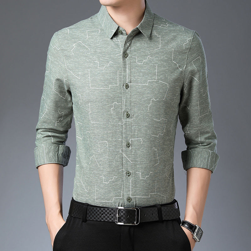 Casual cotton shirt - 2815light green / XXL