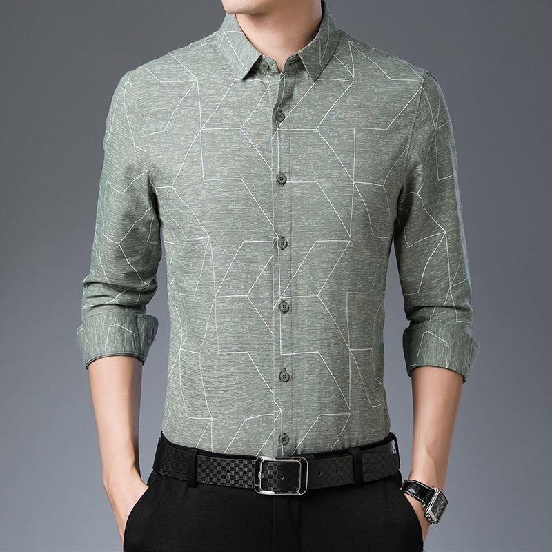 Casual cotton shirt - 2816light green / XXL