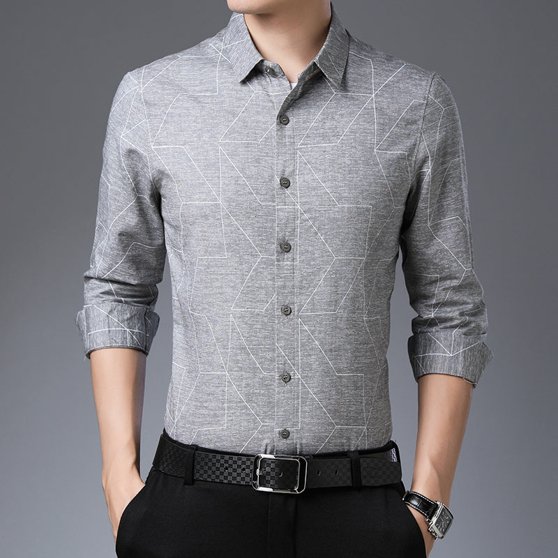Casual cotton shirt - 2816light grey / XL