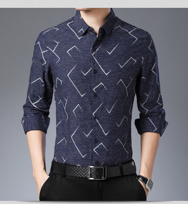 Casual cotton shirt - 2817navy blue / M