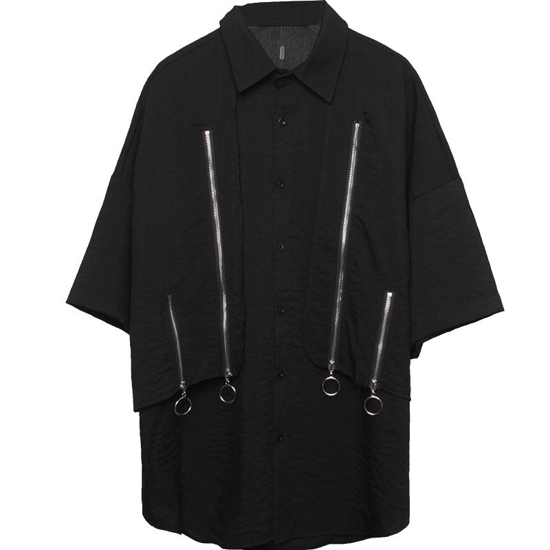 Design Dark Character Loose Zip Men’s Shirt - Black / M