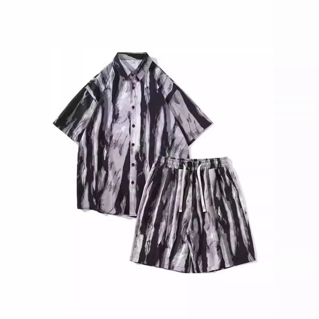 Casual Tie-dye Men’s Loose Flower Shirt Suit