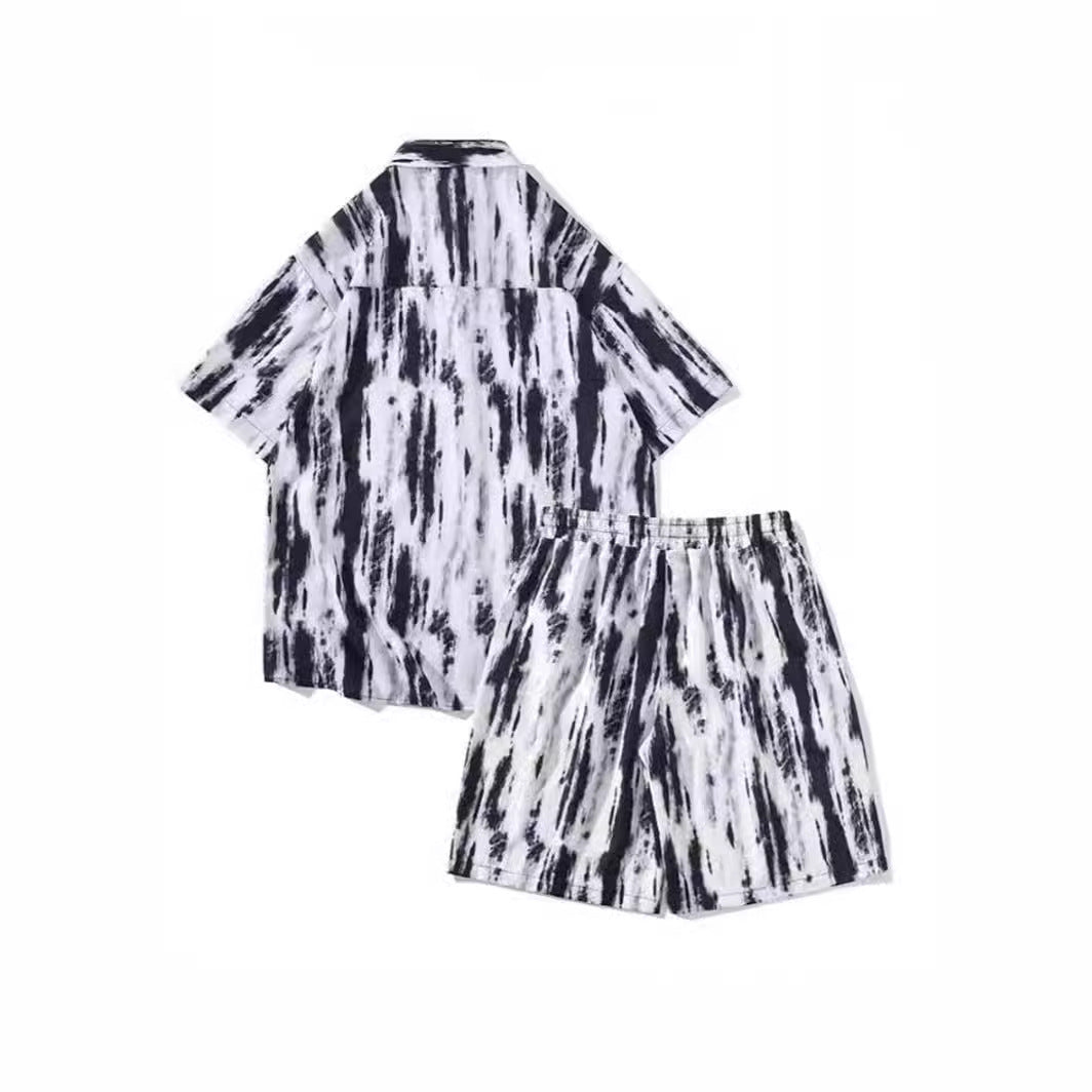 Casual Tie-dye Men’s Loose Flower Shirt Suit