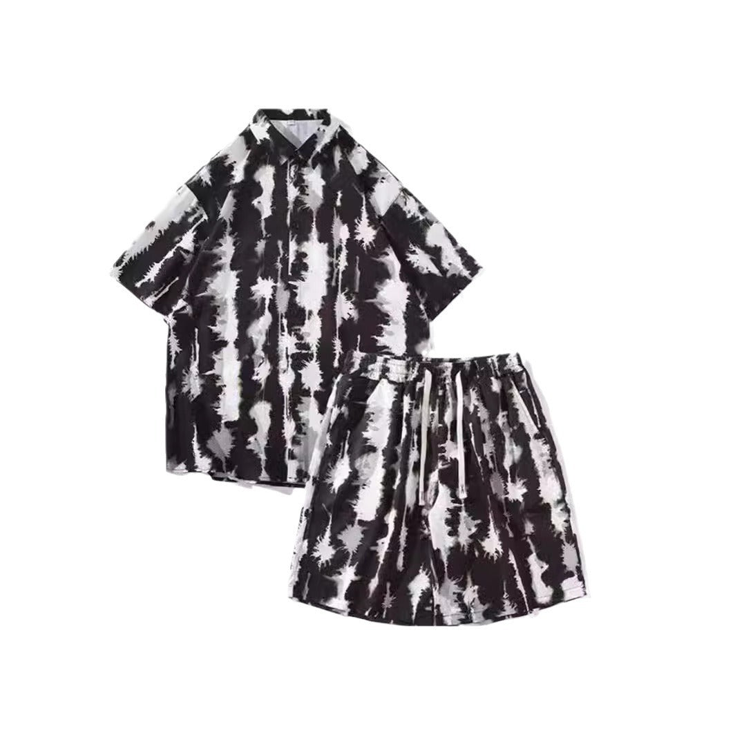 Casual Tie-dye Men’s Loose Flower Shirt Suit
