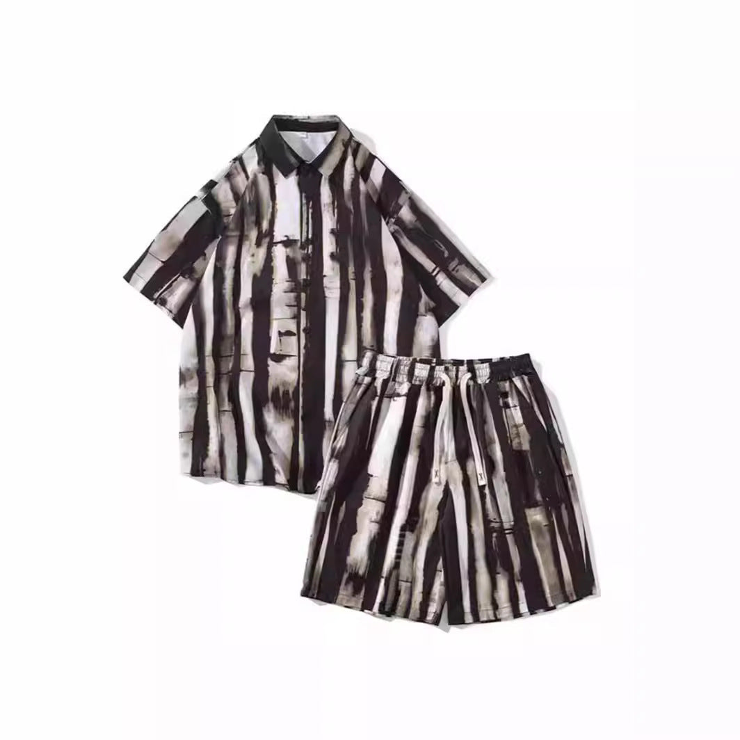 Casual Tie-dye Men’s Loose Flower Shirt Suit