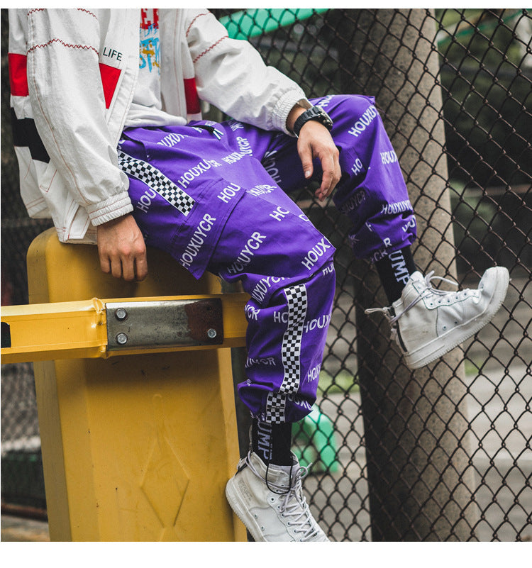 Letter Print Men’s Growth Fashion And Comfort Pants - Purple / 3XL