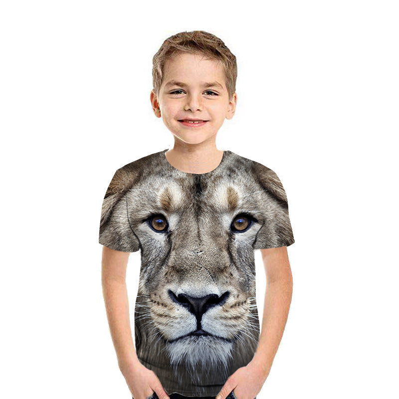 3D Digital Printing Short Sleeve Fashion Kids T-shirt Top - Yellow / 110cm