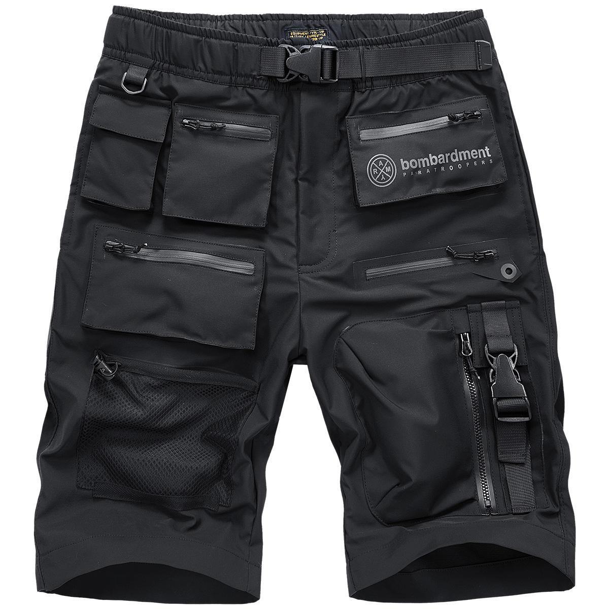 Men’s Loose-fitting Multi-pocket Sports Quick-drying Five-piece Pants - Black / S